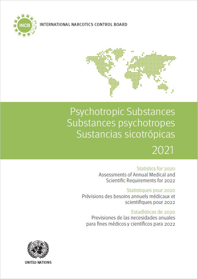Cover of the INCB Psychotropic Substances Statistics for 2021