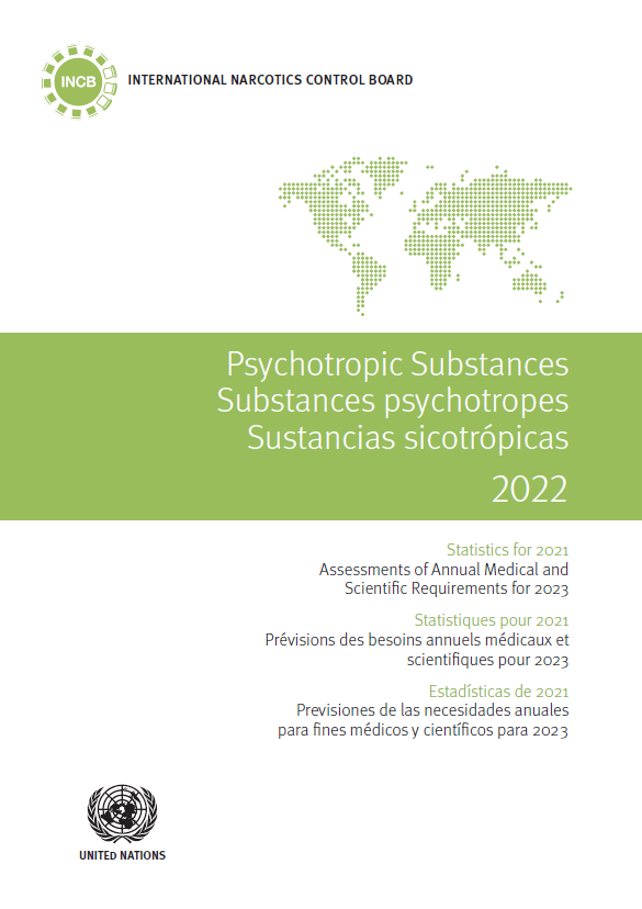 Cover of the INCB Psychotropic Substances Statistics for 2021