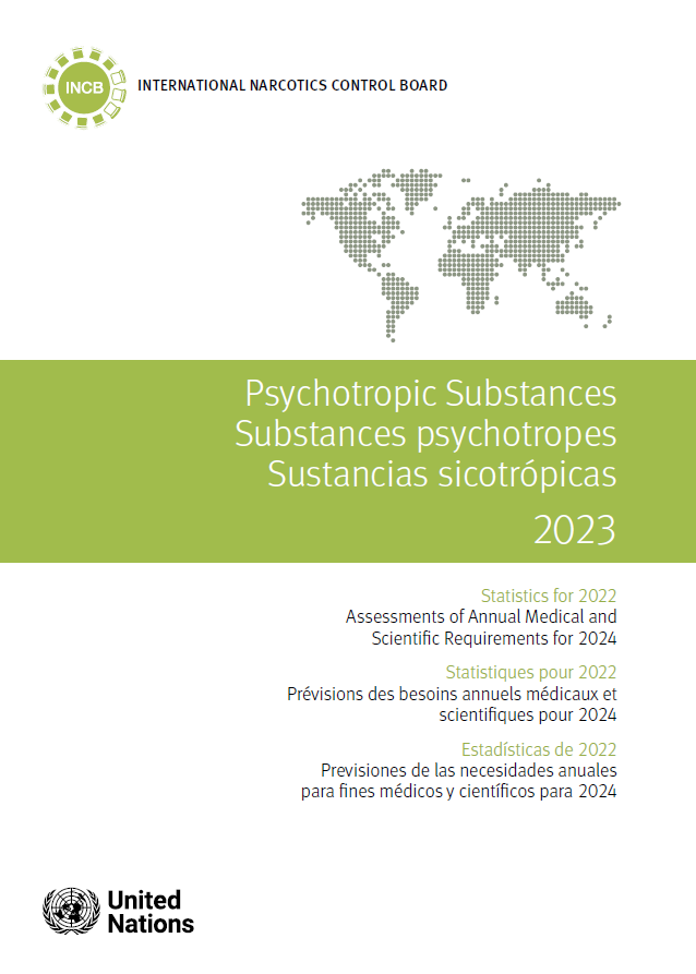 Cover of the INCB Psychotropic Substances Statistics for 2023